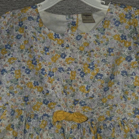 OshKosh B'Gosh Cotton Floral Dress Toddler Girls Size 4T Yellow Blue Sundress - Picture 2 of 8